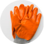 Orange PU coated cut-resistant gloves
