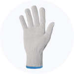 A White knitted work glove