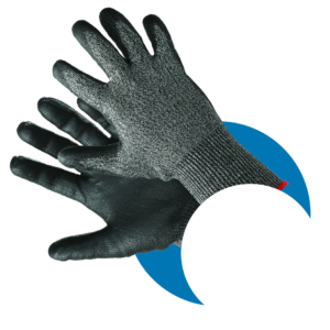 Black PU Coated cut-resistant work gloves with textured palm grip