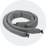 Gray absorbent socks for industrial spill containment and liquid control