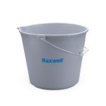 Raxwell 10-quart slanted bucket with pour spout and metal handle for janitorial cleaning tasks