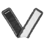Raxwell Black 48x5" dust mop pad with grey fringe edges and black backing for dry floor cleaning