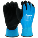 A Pair of blue and black latex-coated chemical resistant gloves