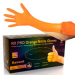 6.5 mil Orange Nitrile Disposable Gloves by Raxwell
