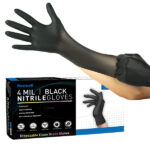 4 mil Black Nitrile Disposable Gloves by Raxwell
