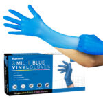 3 mil Blue Vinyl Disposable Gloves by Raxwell