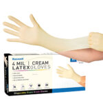 4mil Cream Latex Disposable Gloves by Raxwell