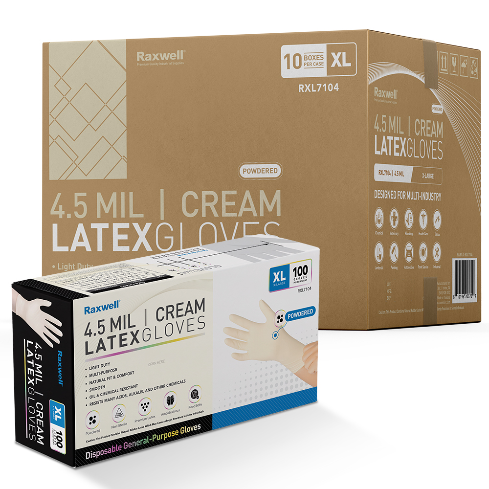 4.5 Mil Natural Powdered Latex Gloves - Case