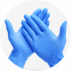 Blue disposable Nitrile Gloves on hands