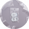 Clear resealable poly bags with washers, displayed on a grey surface