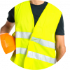A man wearing a yellow safety jacket.